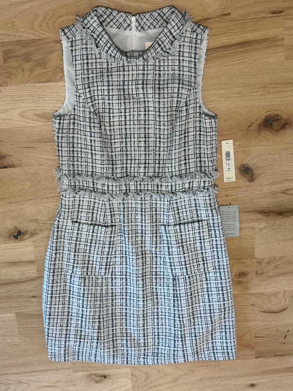 NWT Eliza J Black and White Tweed Strapless Dress